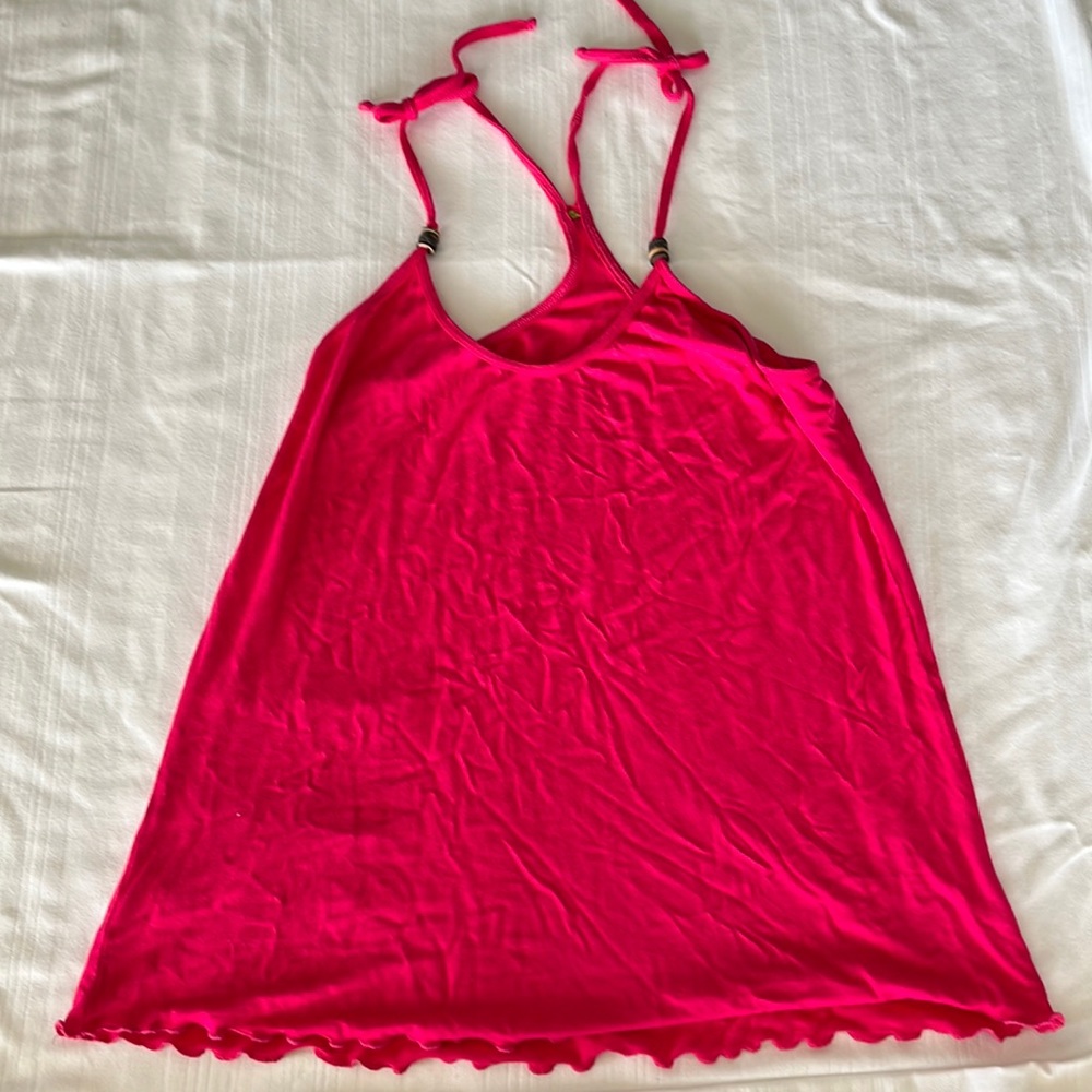 Mora tie up tank top hot pink